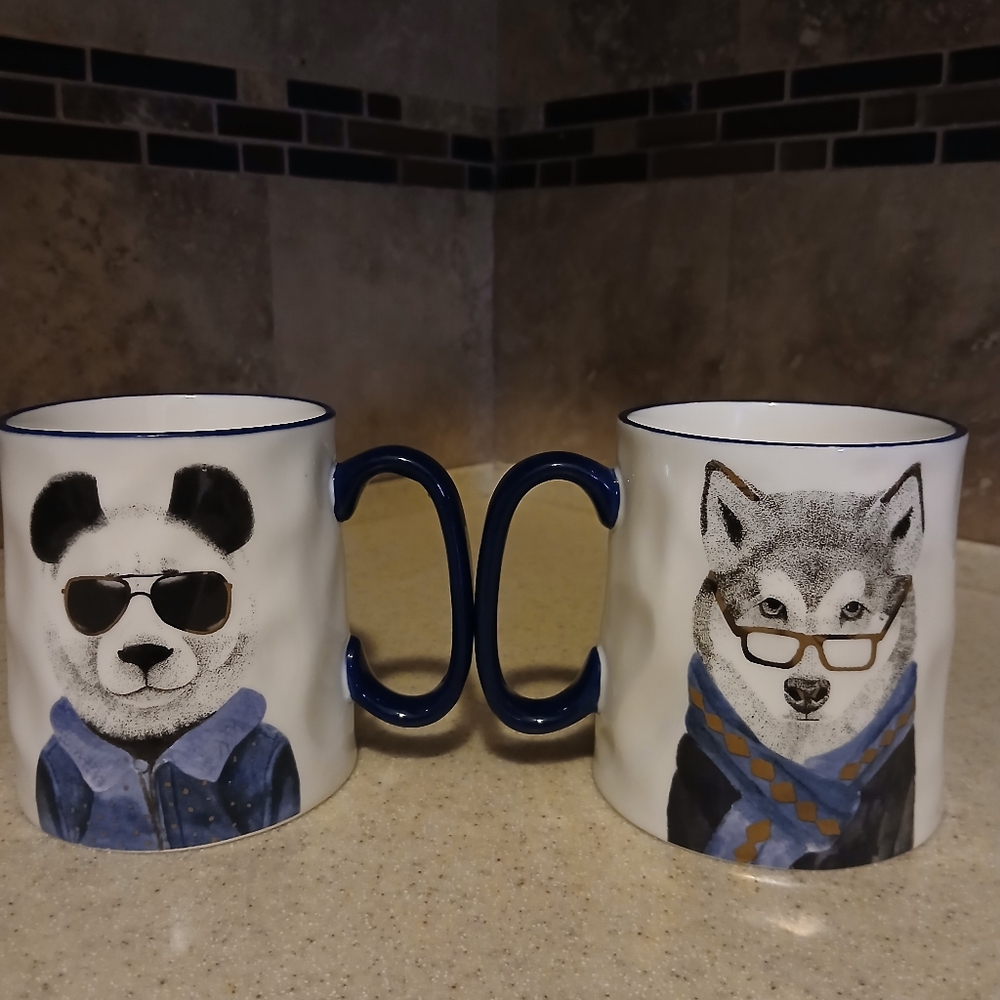 [5] Hipster Animal Stoneware coffee mugs